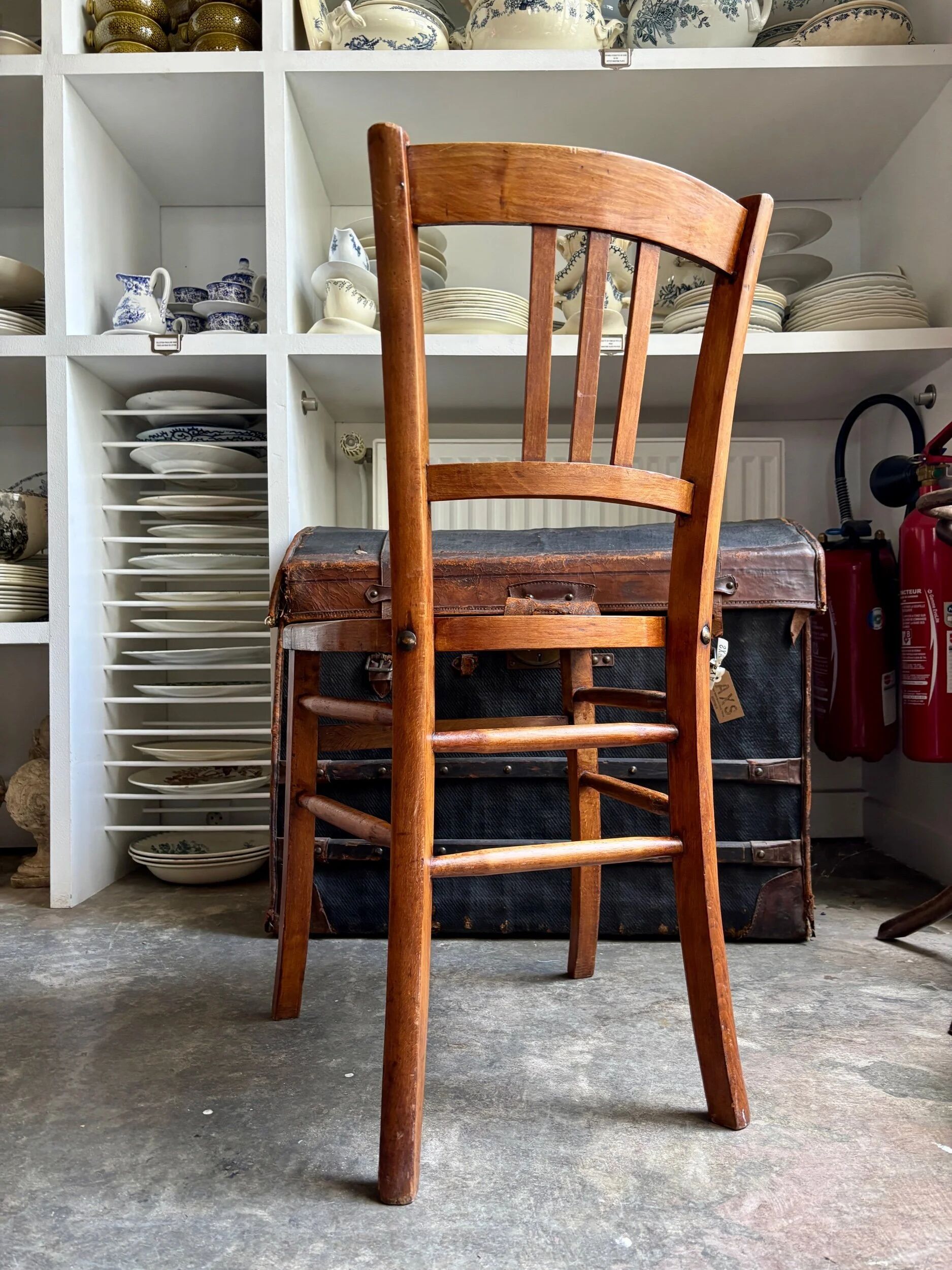 Luterma bistro chair in embossed beech, "shell" pattern.