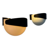 Paire d'applique vintage, Perspex blanc et noir, Suède 1970