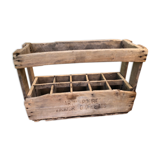 Caisse vintage porte bouteille en bois 10 emplacements