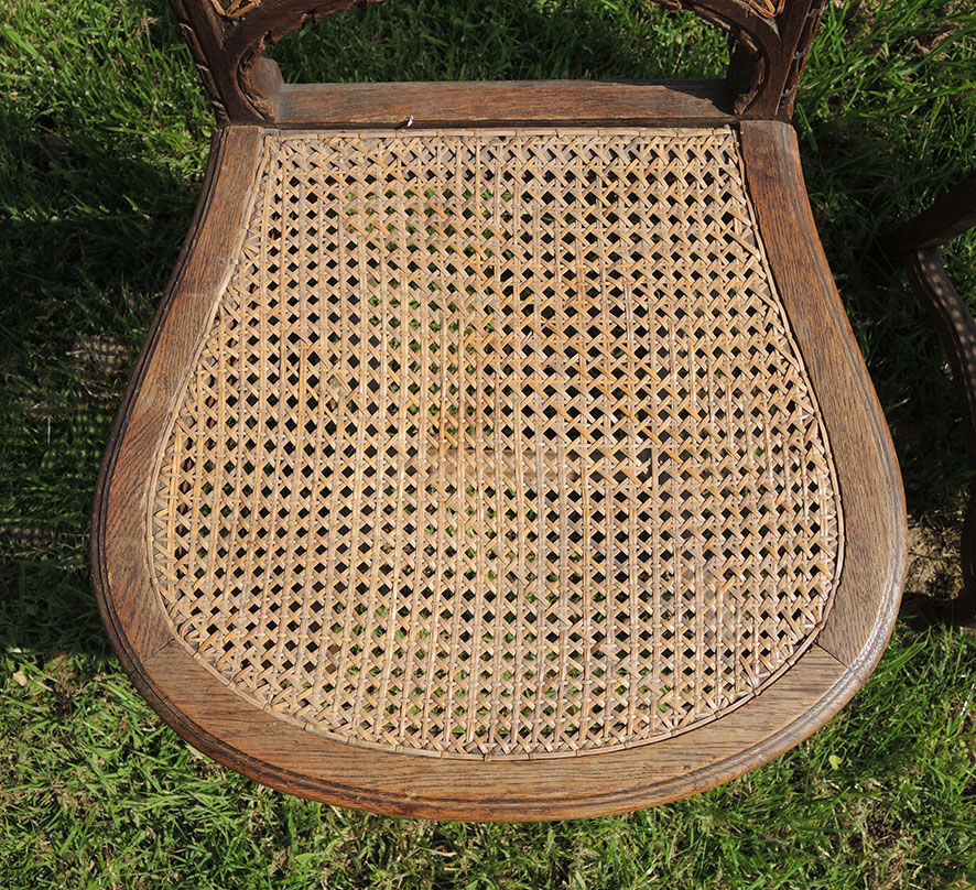 2 carved wood chairs & canning