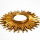 Mid Century Sunburst Kovex wall mirror made of wood and resin - gold plated