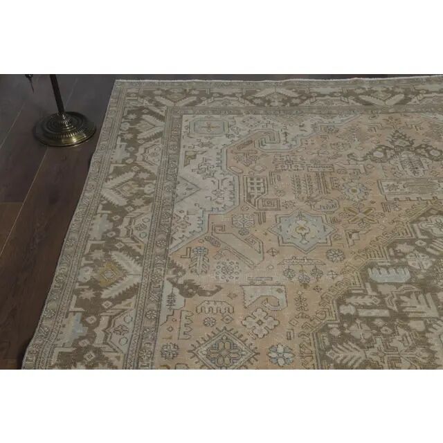 1970s Vintage Persian Handmade Wool Orange Area Rug 251x320