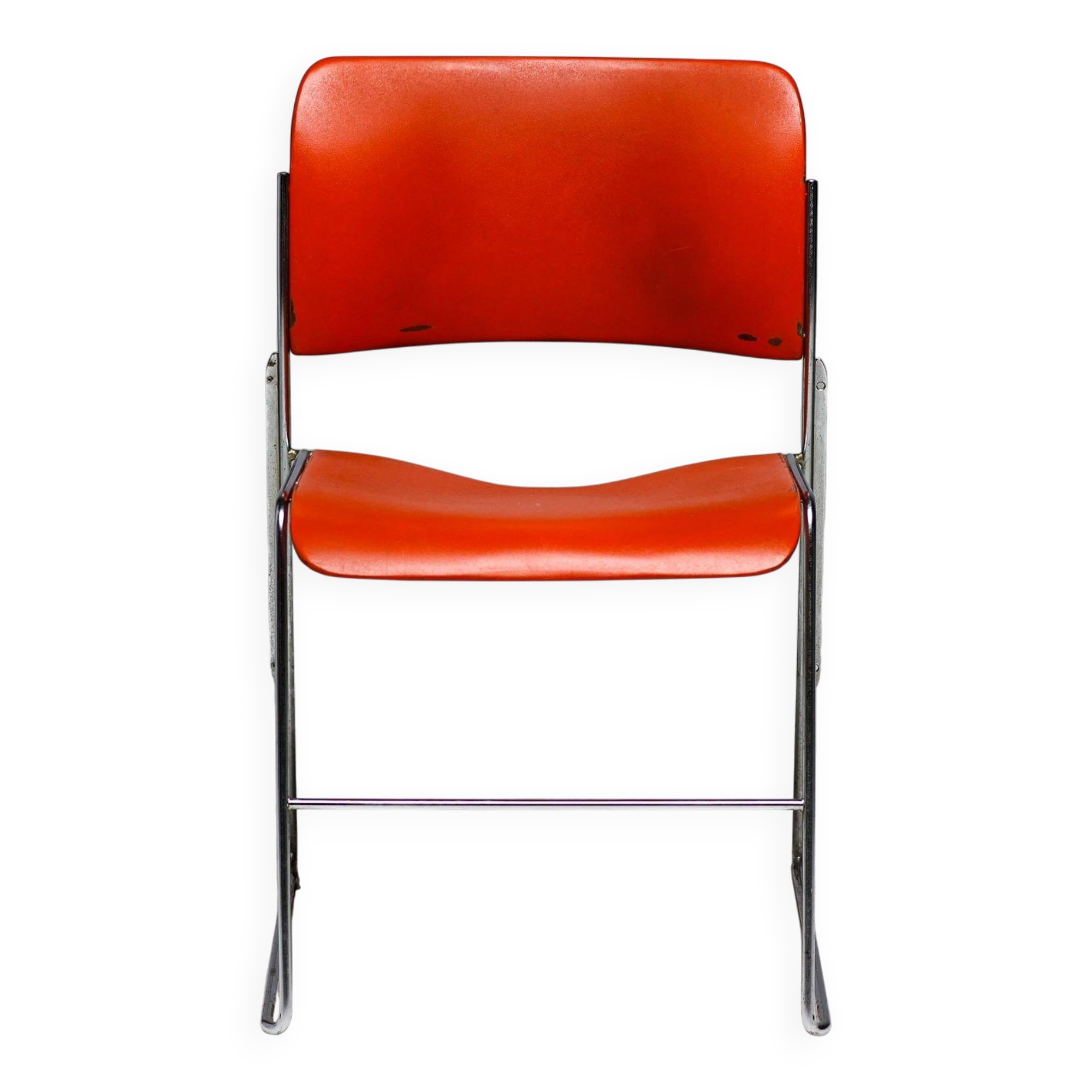 Chairs 40/4 by David Rowland - Red and Brown, Vintage 1970s, Made in the USA