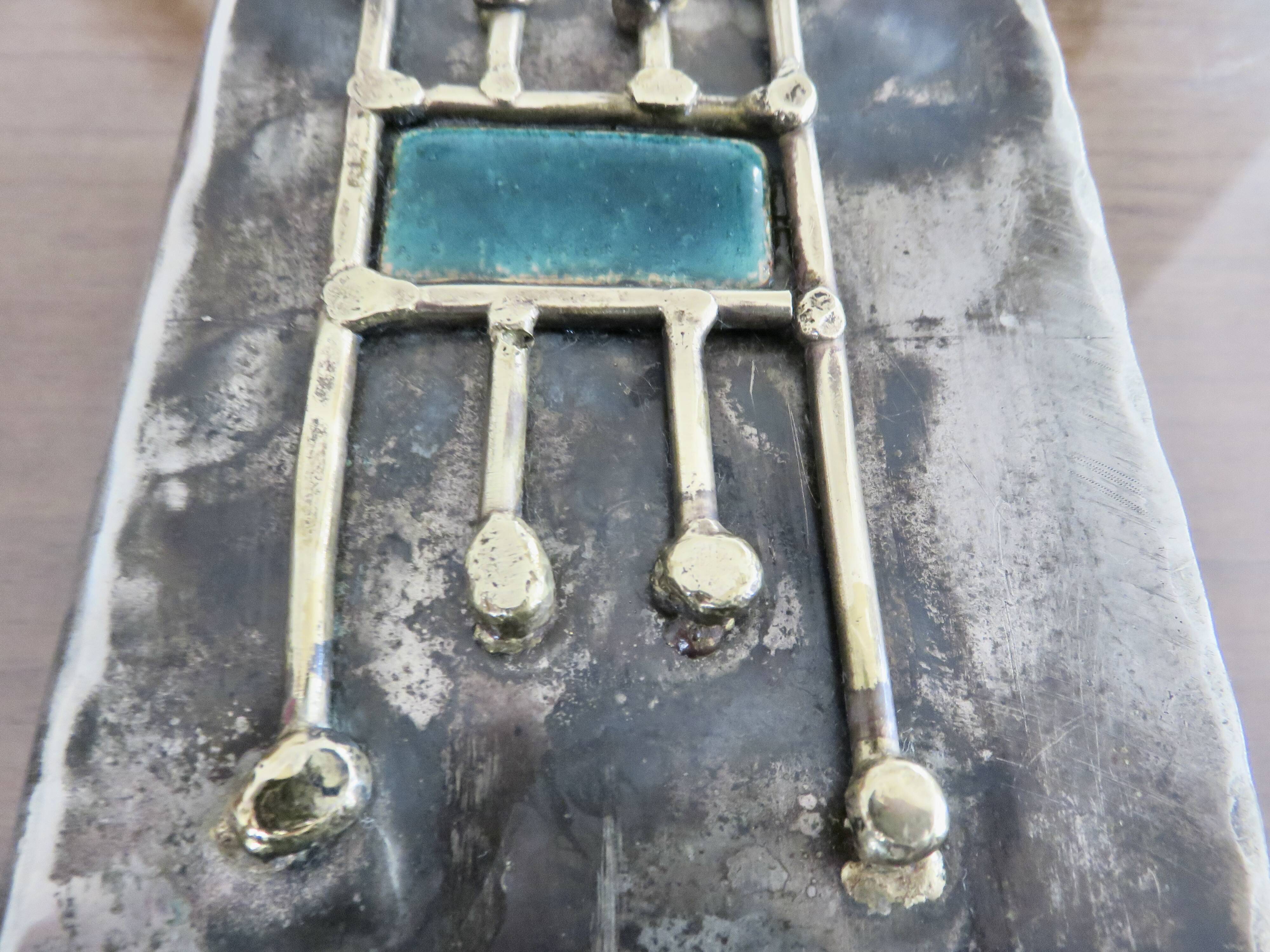 Case for matches in pewter, brass and email signed "latappy" 1970