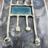Case for matches in pewter, brass and email signed "latappy" 1970
