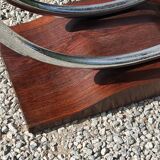Art deco coffee table mirror base chrome and rosewood