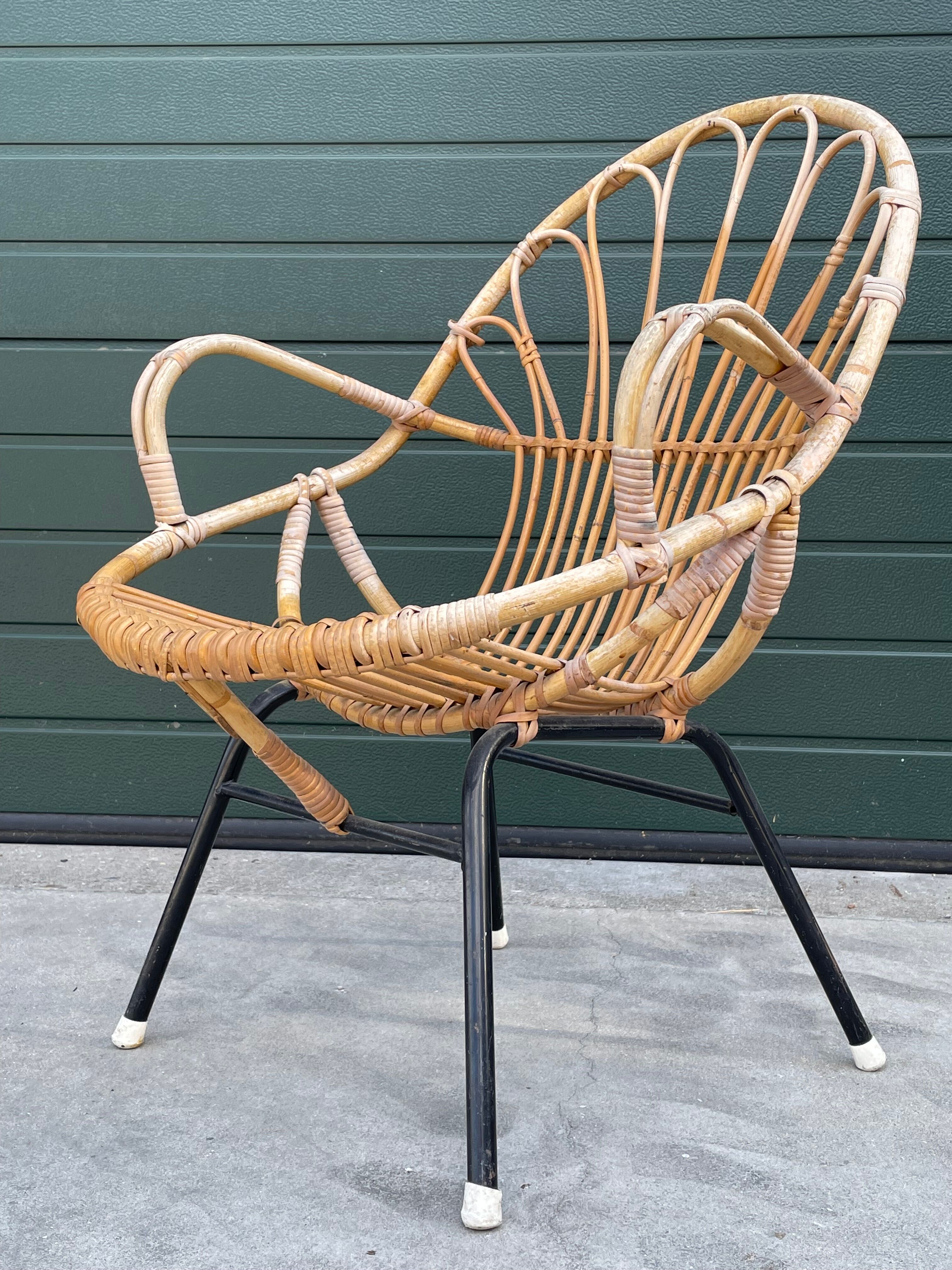 Rattan chair by Dirk van Sliedregt Rohe Noordwolde 1960 in the Netherlands