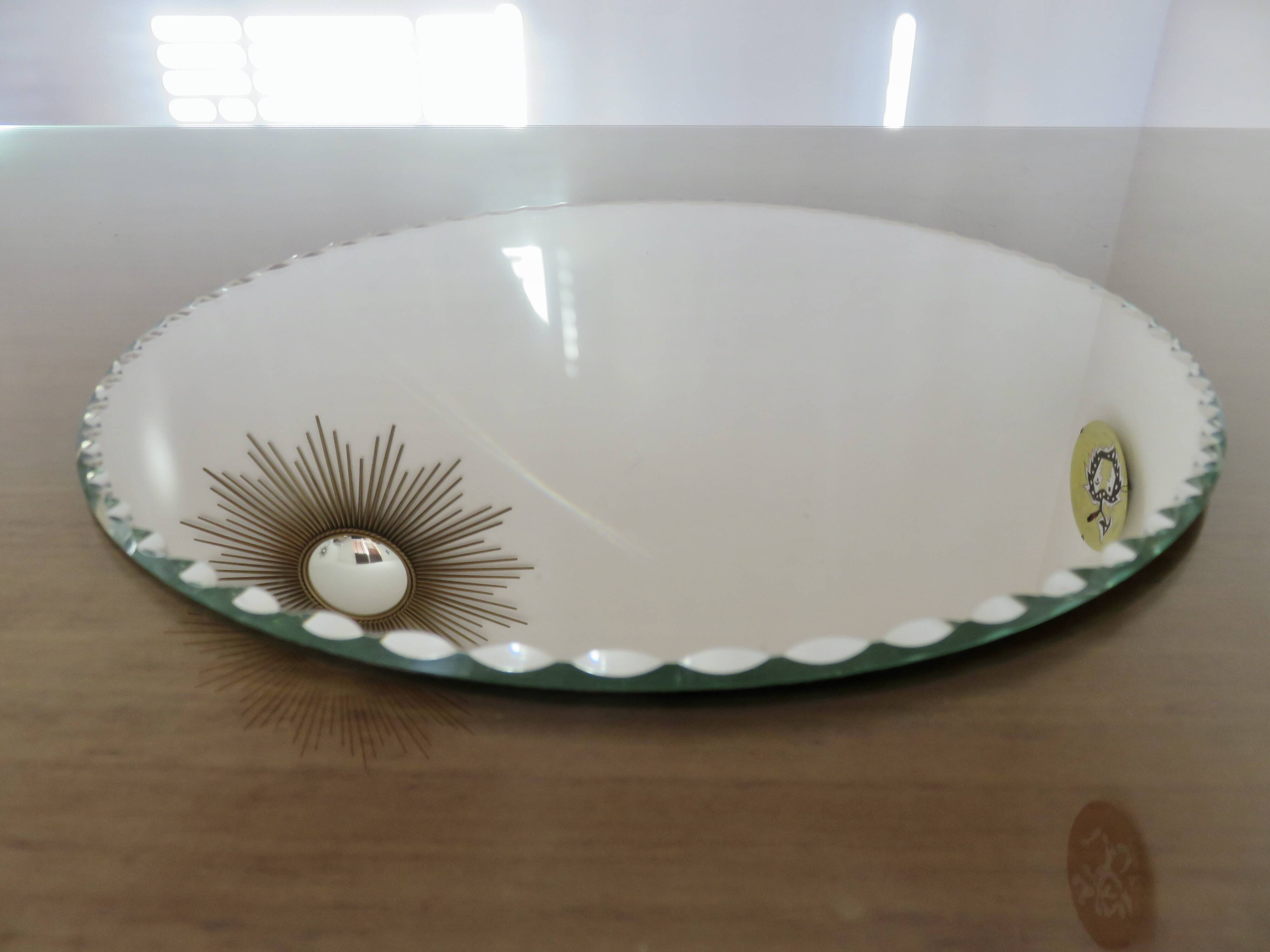 Old round, beveled, art deco mirror, 1940s-50s