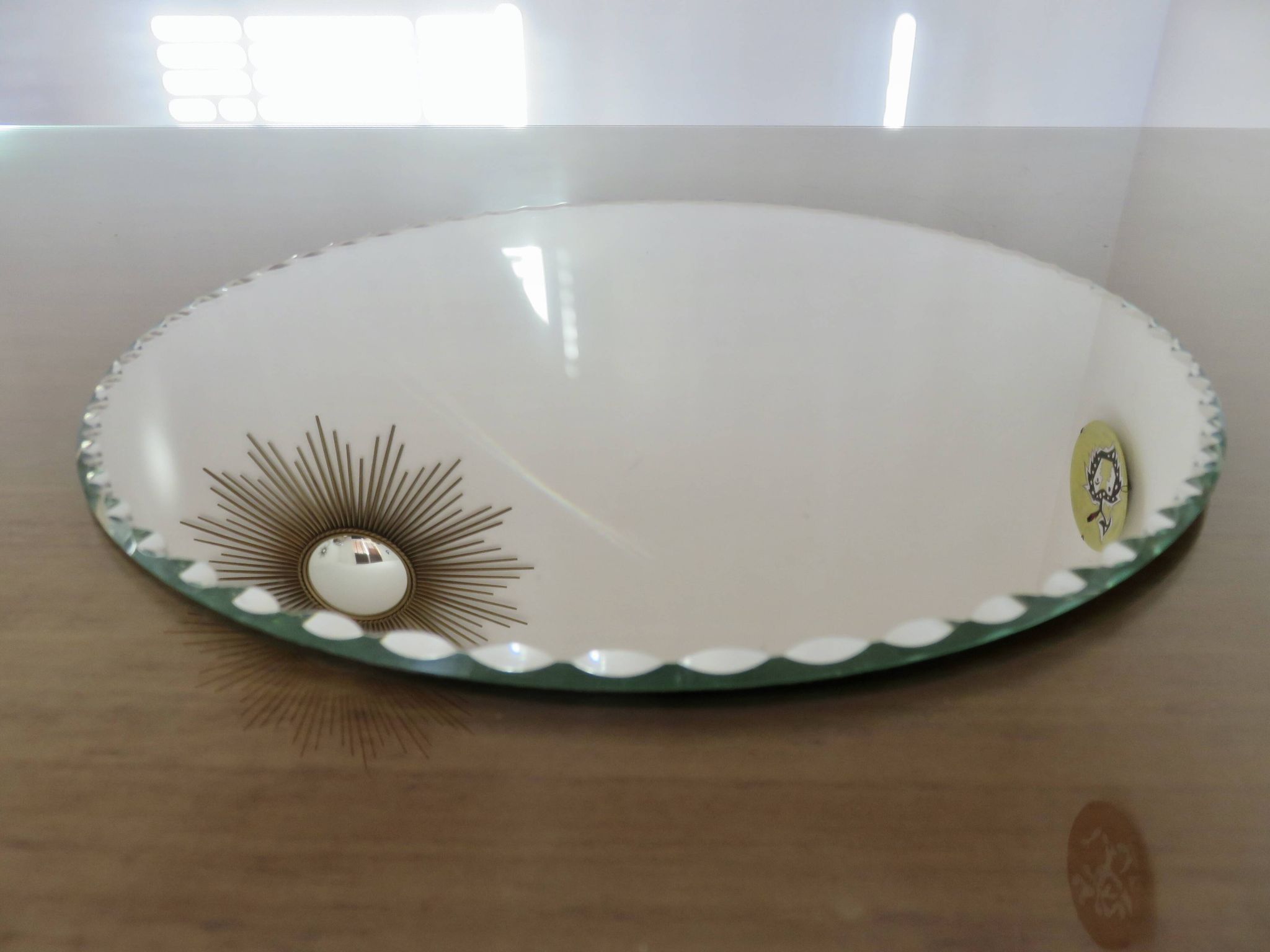 Old round, beveled, art deco mirror, 1940s-50s