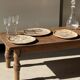 Petit vide poche ou plat en bois pétrifié blanc quadrillé brun D25-20,5