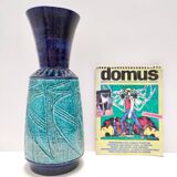 Blue and Teal Ceramic Vase in the style of Bitossi