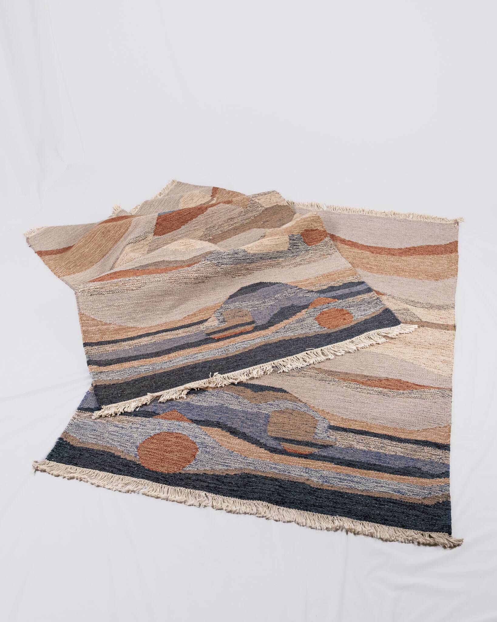 Pair of kilims or tapestries in a modern style, Central Asia, late 20th century.