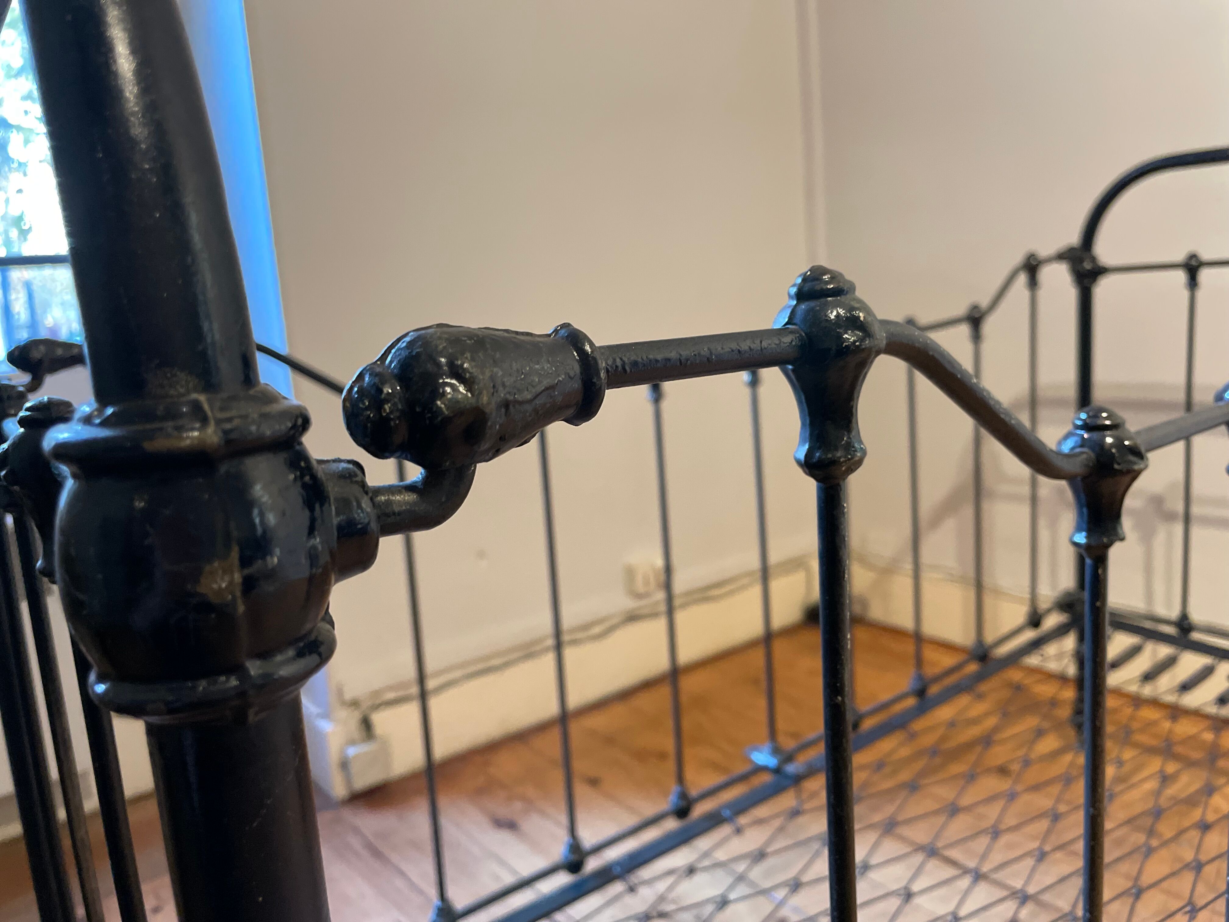 Wrought iron cot renovated with mattress