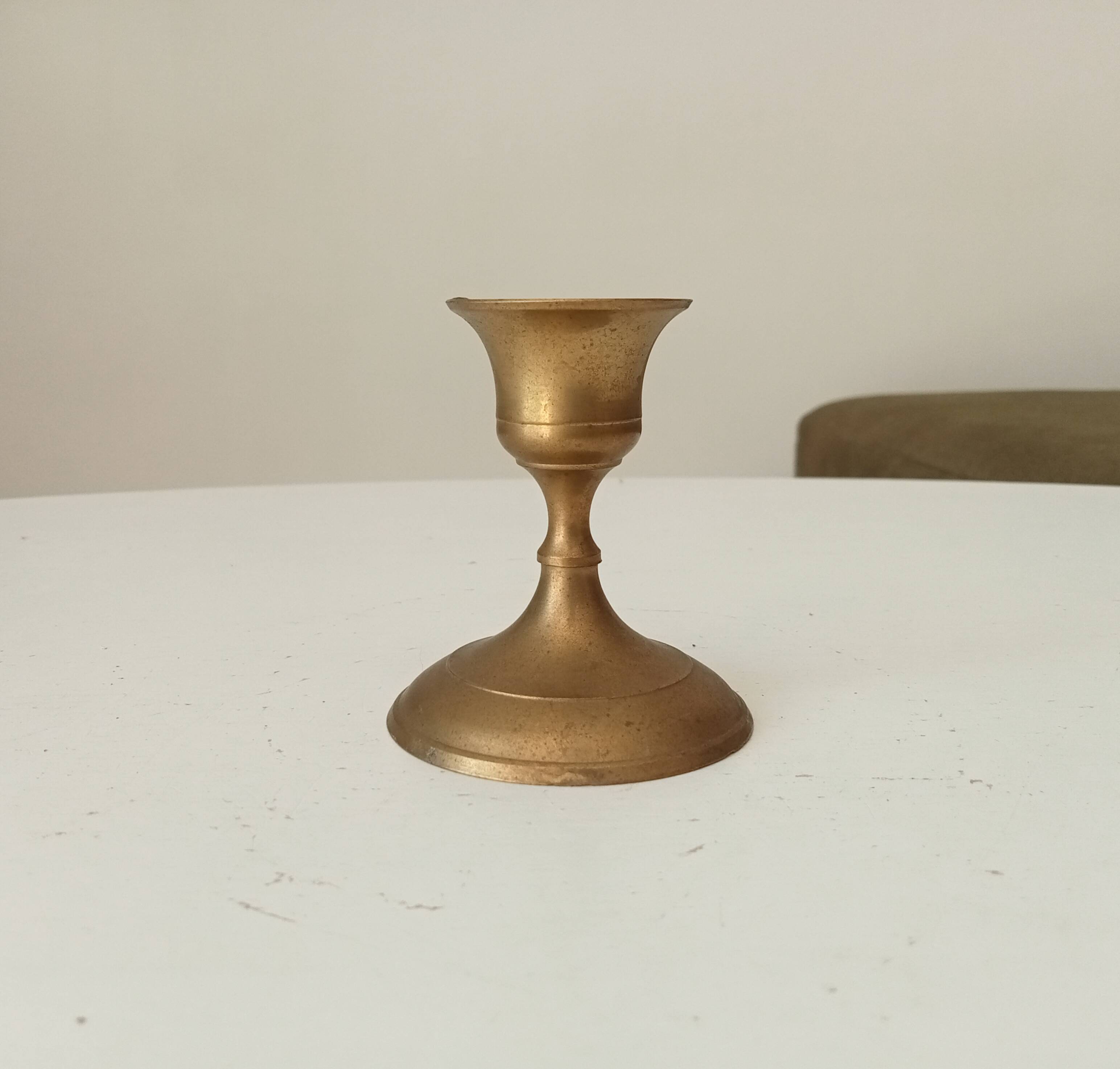 Vintage gold brass candle holder