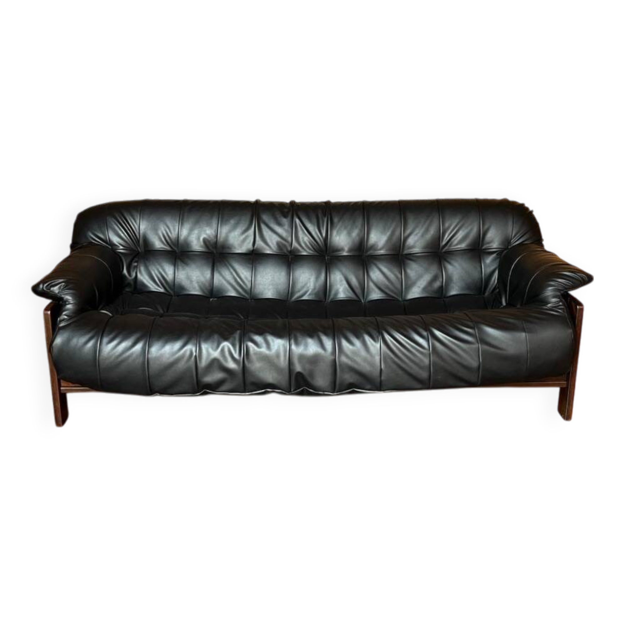 Brazilian jacaranda and leather sofa by Jean Gillon for Italma 1960