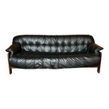 Canapéen jacaranda brésilien et cuir de Jean Gillon pour Italma 1960