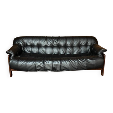 Brazilian jacaranda and leather sofa by Jean Gillon for Italma 1960