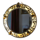 Round gold metal mirror, rose crown