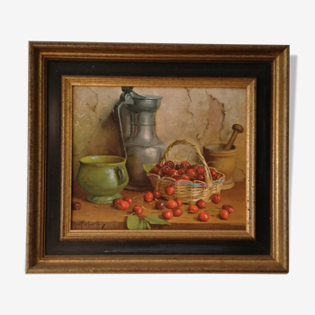 Tableau peinture nature morte signé