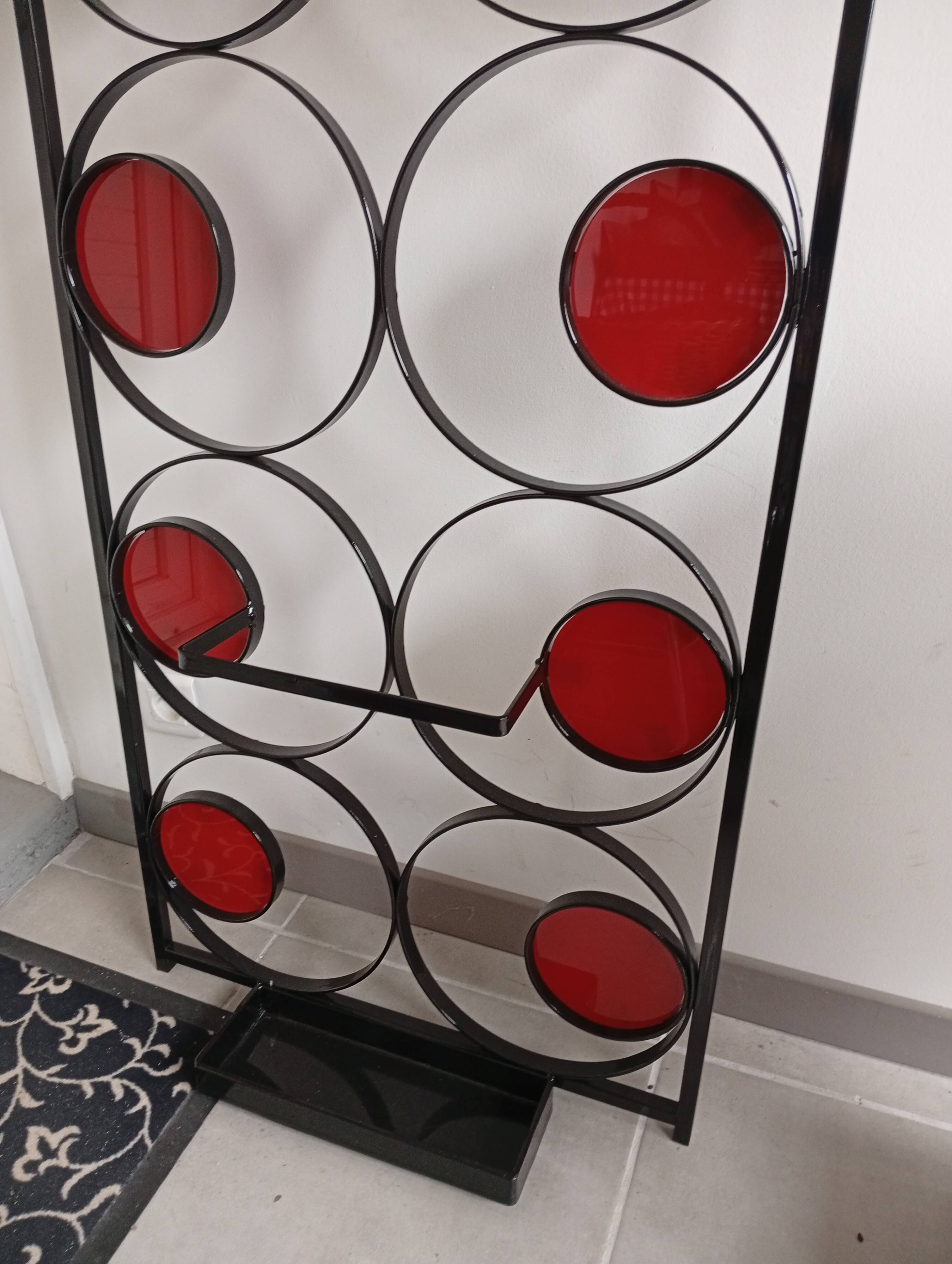 Wall-mounted coat rack, hats and umbrellas in wrought iron