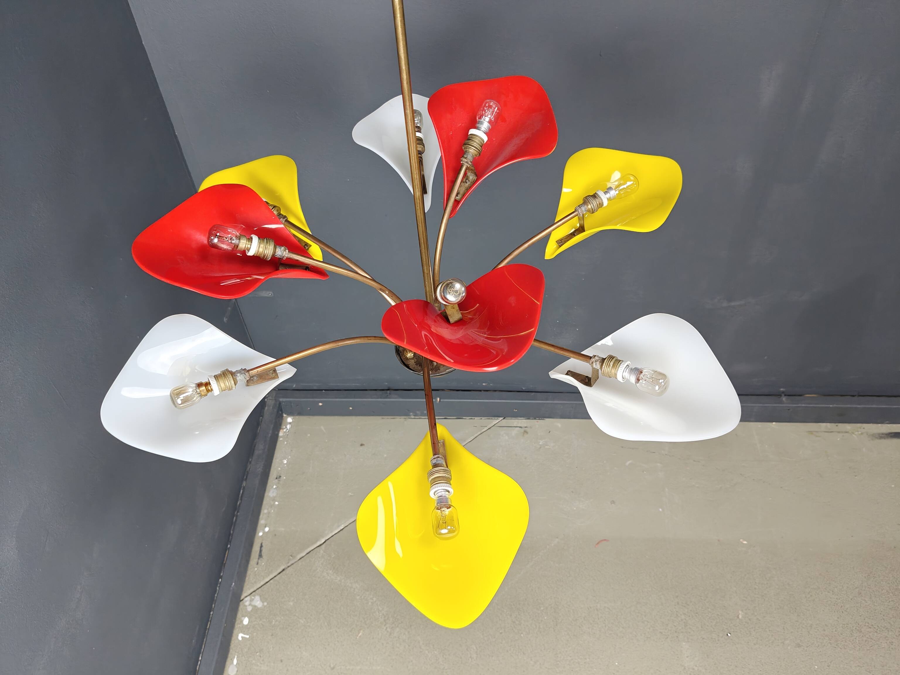 Vintage multi colour italian chandelier, 1960s