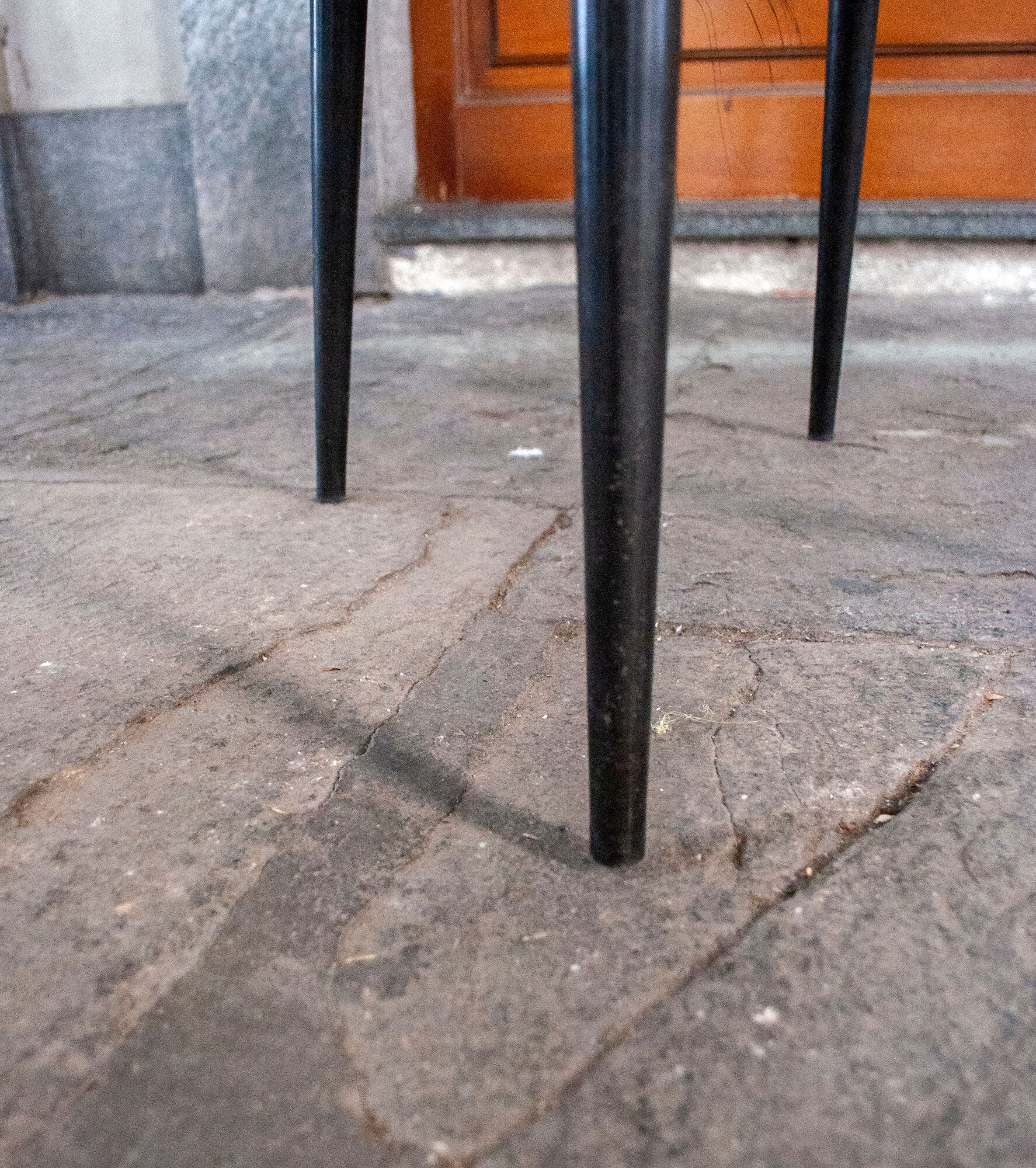 Set of eight chairs covered in vinyl, iron legs by Mobiltecnica Torino 1950s