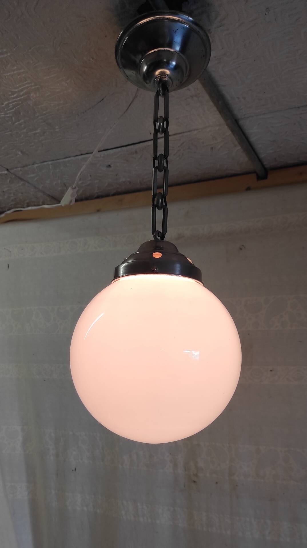 Bauhaus opaline globe pendant light diameter 20 cm - 1930s