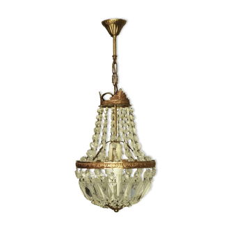 Lustre laiton et verre à pampilles