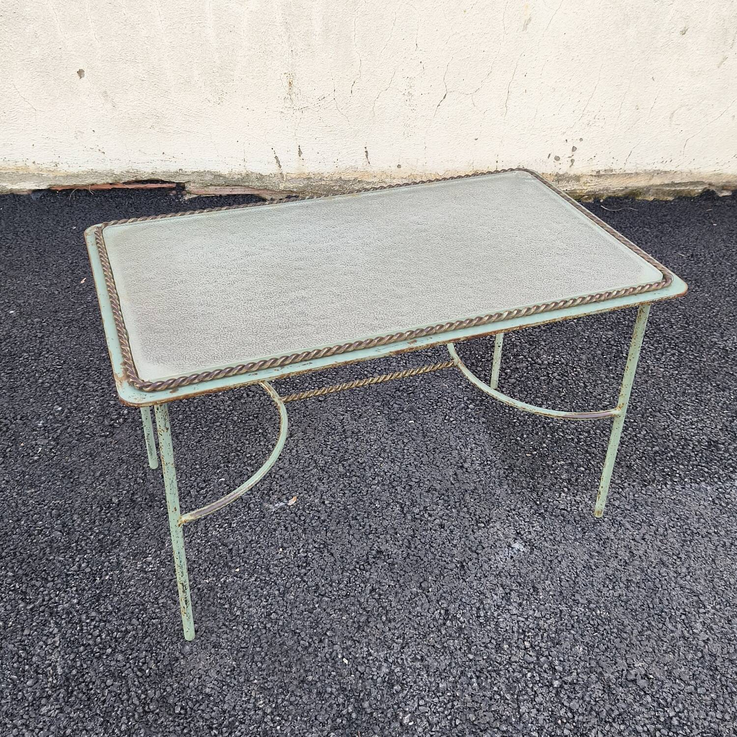 Glass and metal coffee table, Neoclassical/Art Deco