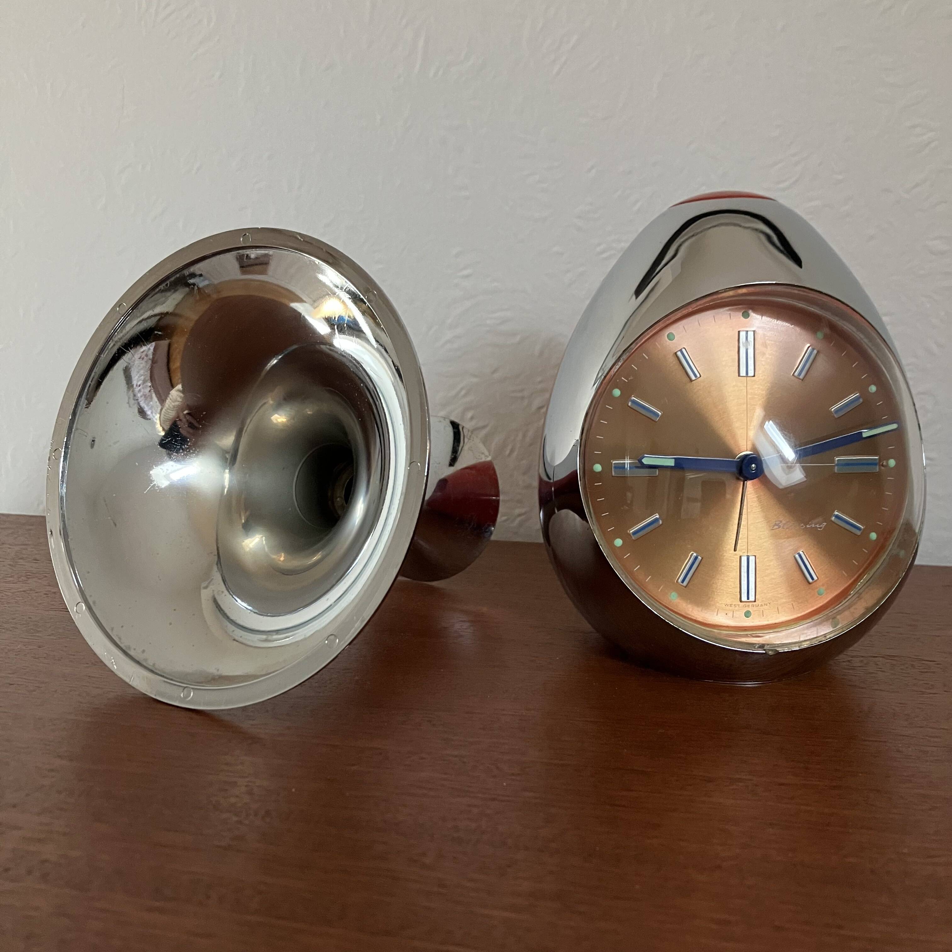 Space Age Blessing West Germany chrome and red alarm clock