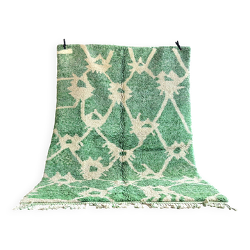 Tapis berbère Beni M’rirt vert en laine fait main 220 × 300 cm