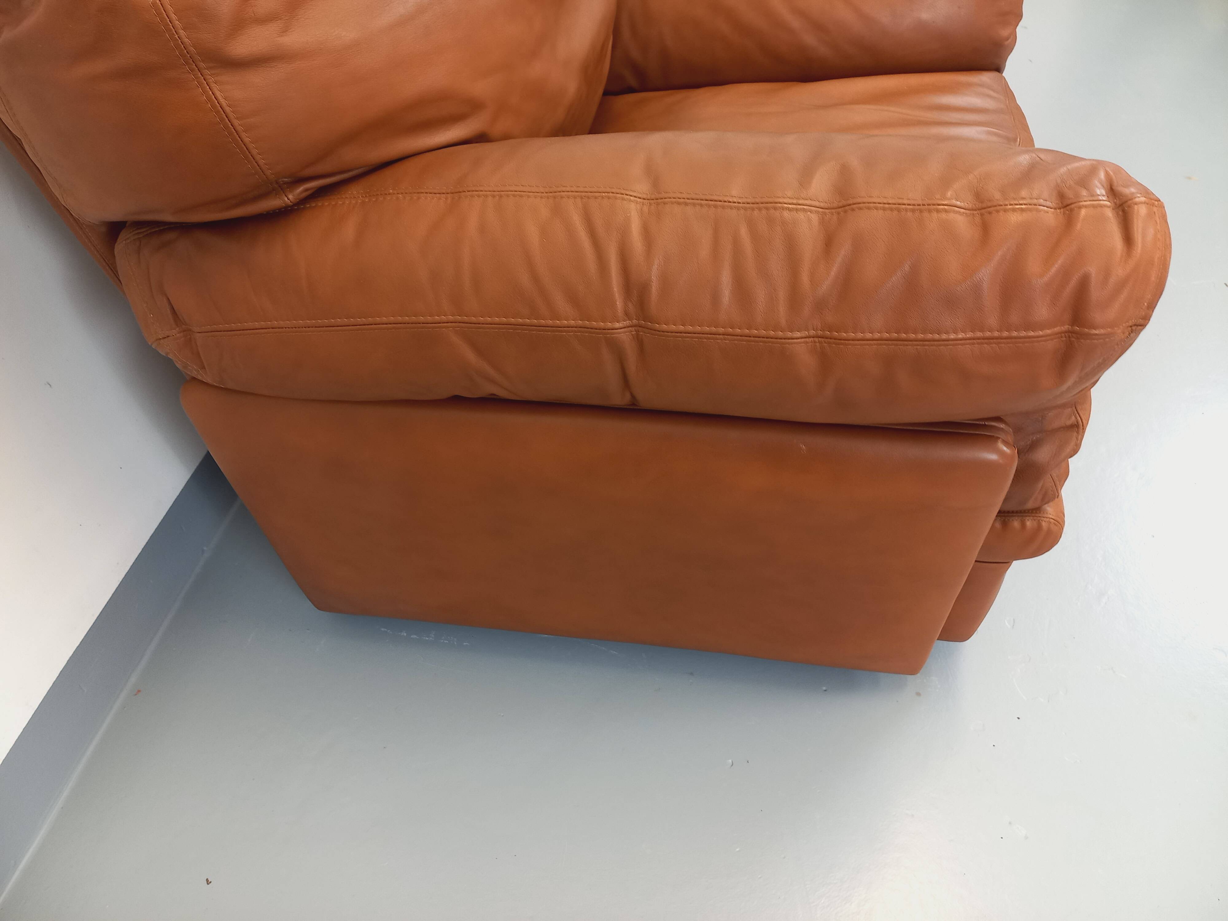 Pair of vintage Coquelicot lounge chairs by Tito Agnoli for Poltrona Frau in leather from the 70s