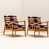 Pair of armchairs with bold geometric upholstery