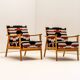 Pair of armchairs with bold geometric upholstery