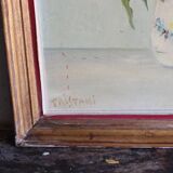 Huile sur toile ancienne bouquet de fleurs