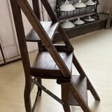 Old wooden library stepladder chair