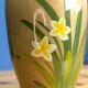 Old Indian Floral Vase Hand Painted Green Gold Background 25cm