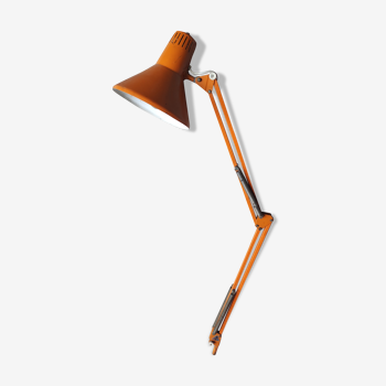Lampe de bureau articulée métal orange vintage