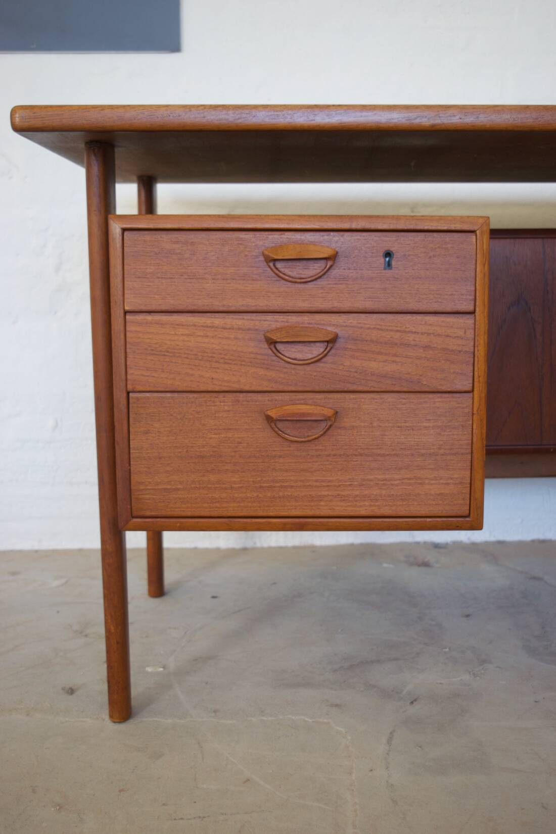 FM60 Executive Desk in Teak by Kai Kristiansen for Feldballes Møbelfabrik, 1960s