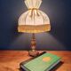Vintage Gold Brass Table Lamp – Pleated Umbrella Style Lampshade