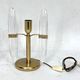 Postmodern pair of gilded metal and glass table lamps by Stilkronen. Italy 70s