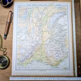 Map of the mountain ranges of France, original printed in 1896