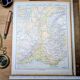Map of the mountain ranges of France, original printed in 1896