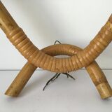 Double-branched rattan wall sconce