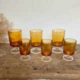 6 LUMINARC amber "rider" glasses