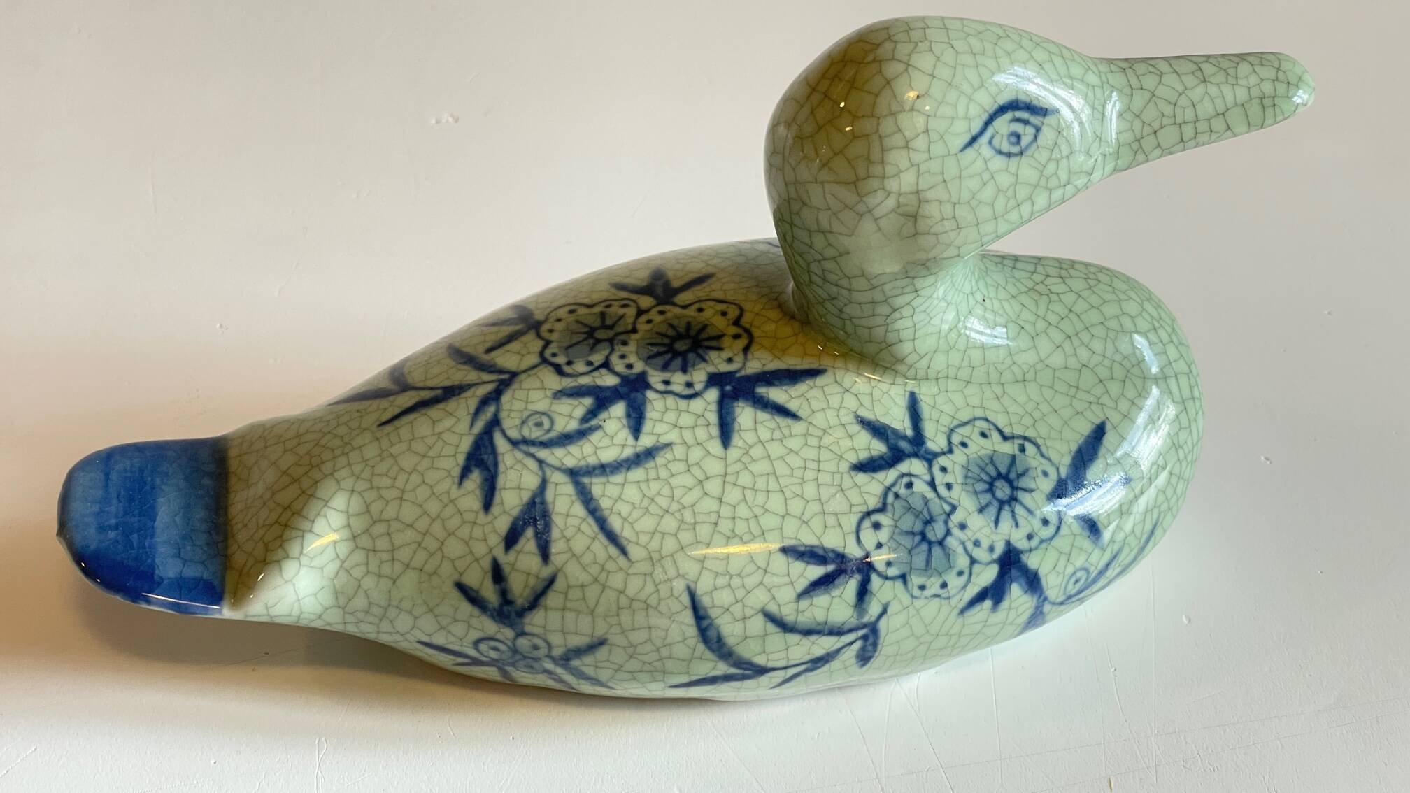 Vintage Blue Ceramic Duck