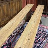 Pair of farmhouse table benches in fir from the early 20th century.