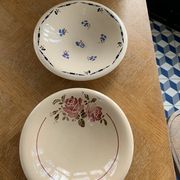 Two hollow dishes in glazed ceramic old model flora KG France luneville