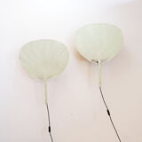 Pair of Uchiwa III wall lights by Ingo Maurer for M Design, 1970s