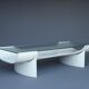 Table basse en contreplaqué et verre années 1960